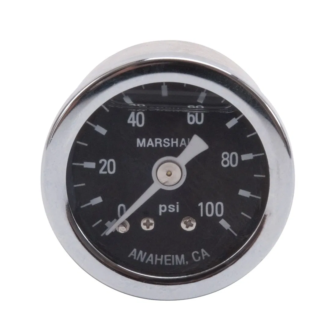650340 – RUSSELL/EDEL Gauge Fuel Pressure, 100 psi fuel pressure gauge (Liquid-filled) 1-1/2 Inch Diameter Short Liqu...